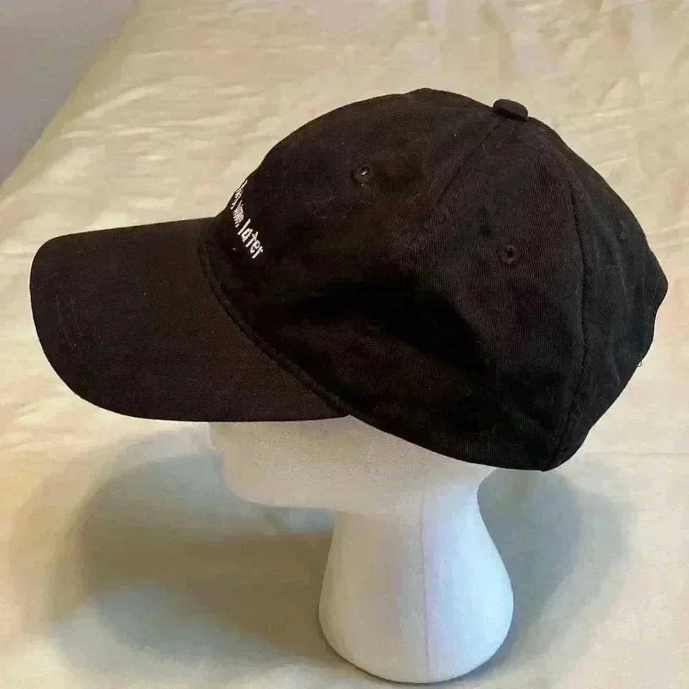 “Gym First, Wine Later” Black Novelty Baseball Hat Cap. One Size Fits Most.